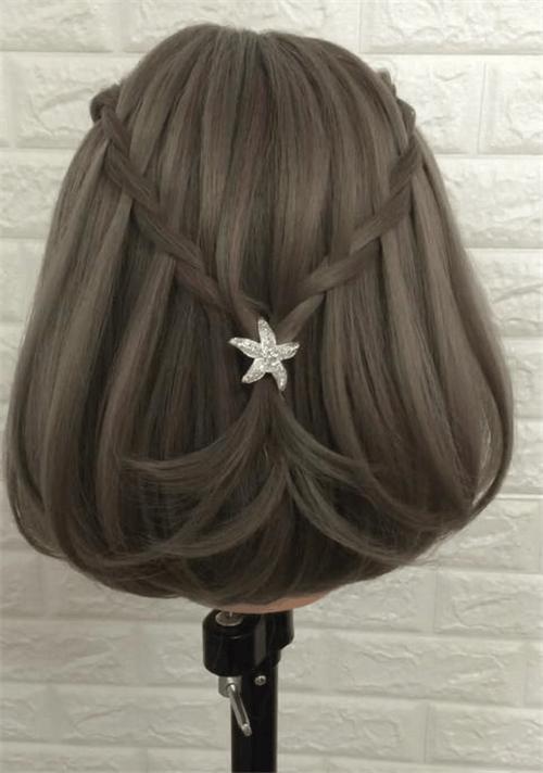 女大童编发简单漂亮短发10-12岁,一个适合短发女生的编发造型