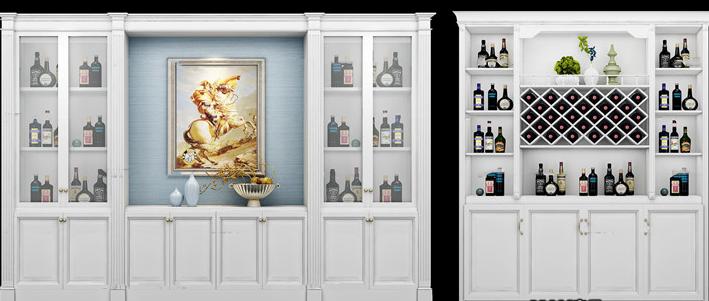 3dmax怎么画玻璃酒柜,新中式酒柜装饰柜组合3d模型