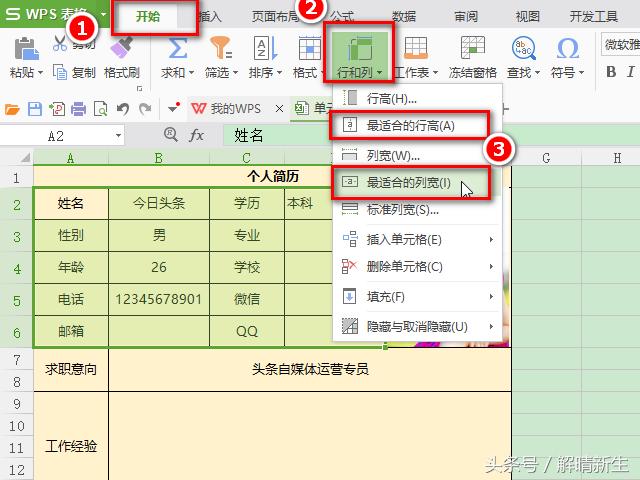 WPSExcel入门2：怎样快速调整单元格大小