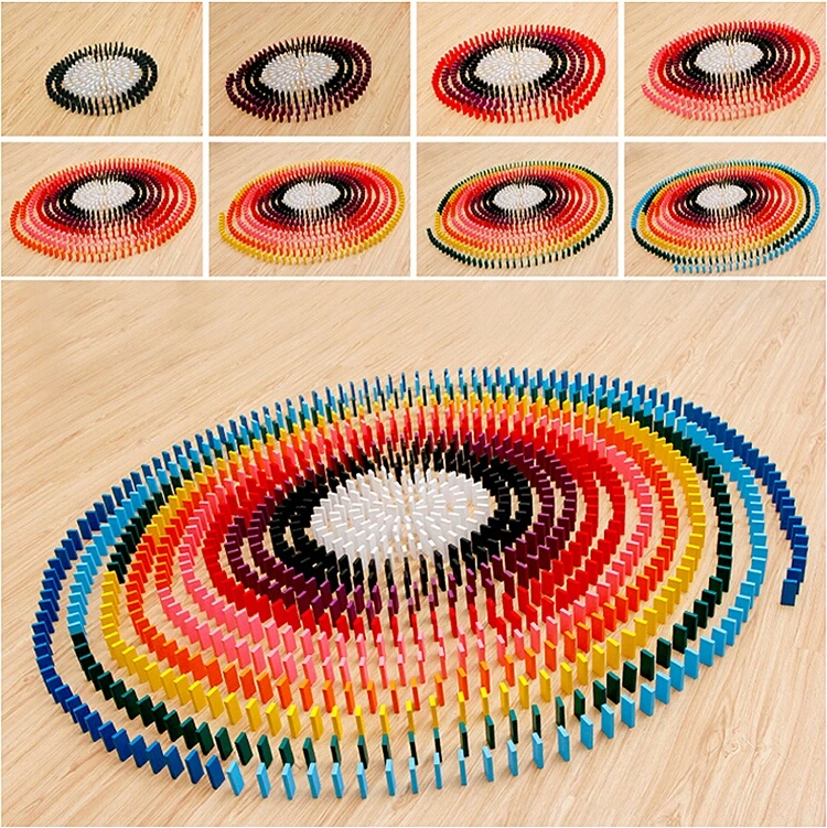 多米诺骨牌积木拼装图,多米诺骨牌和积木花式摆法