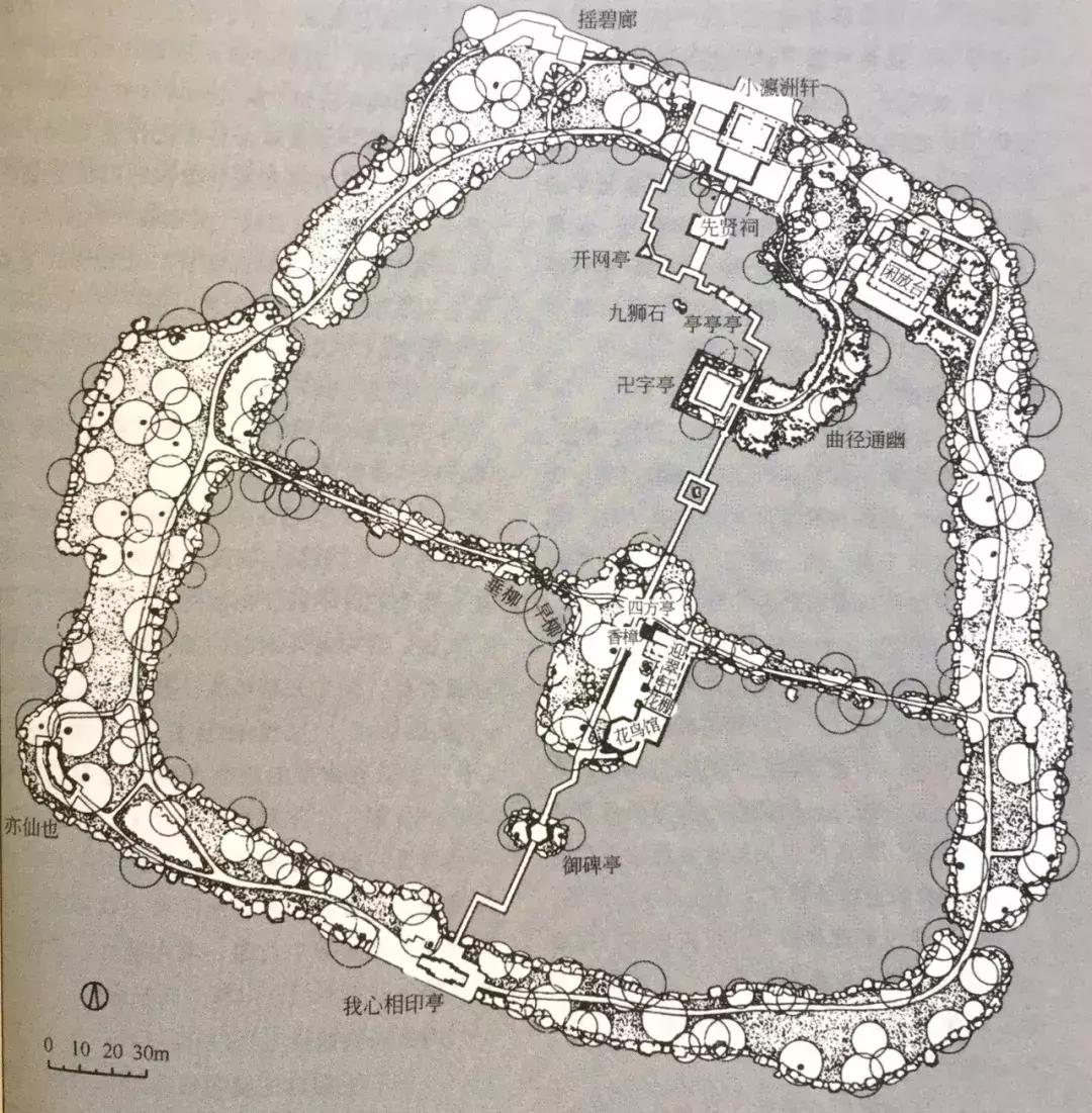 国外经典园林平面图,明清园林平面