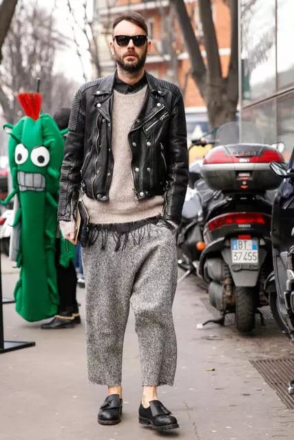 衬衫皮衣混搭男士,男士冬日高级又时髦的皮衣穿搭