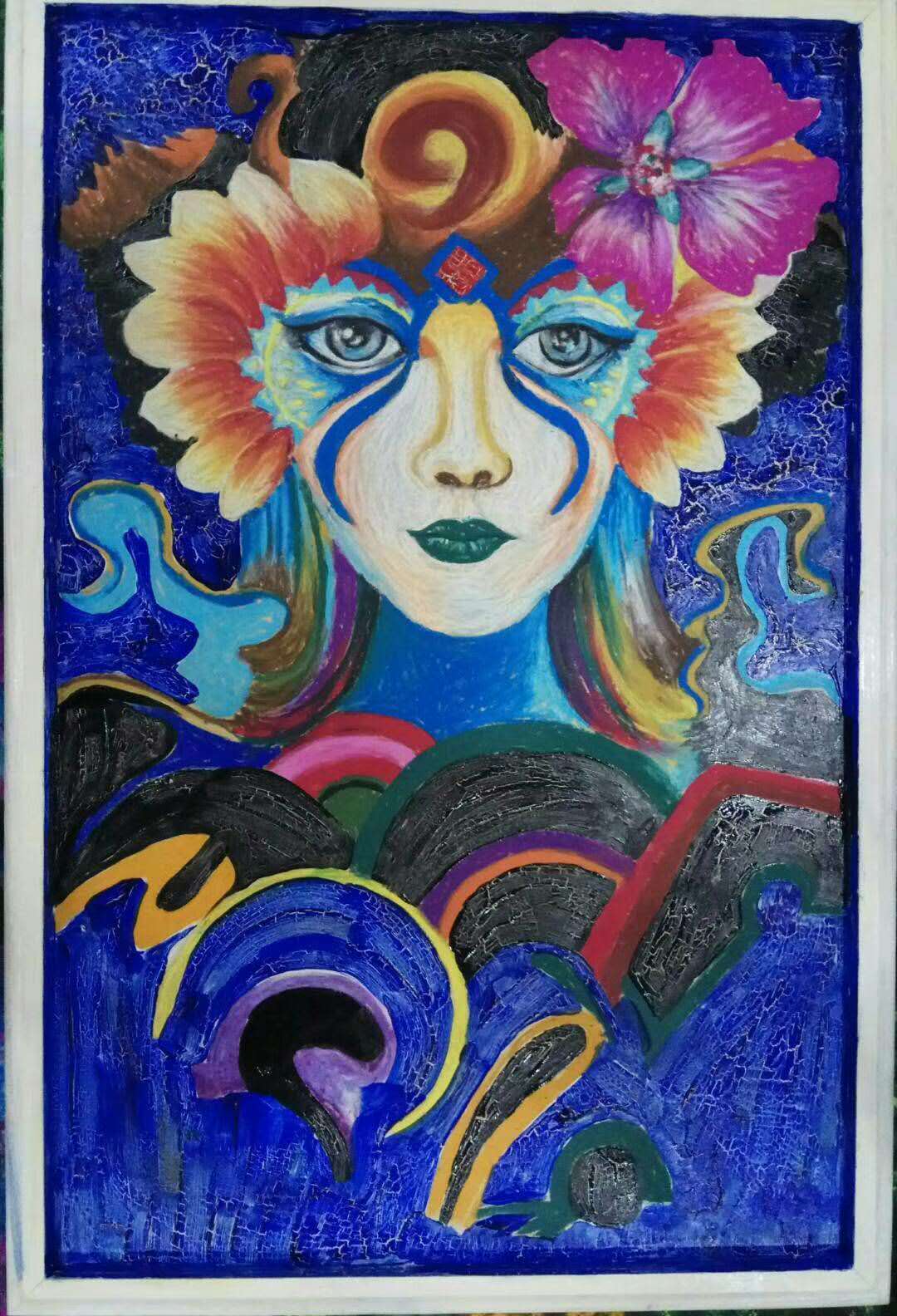 用油画棒画的油画简单,用油画棒画最简单的油画一看就会