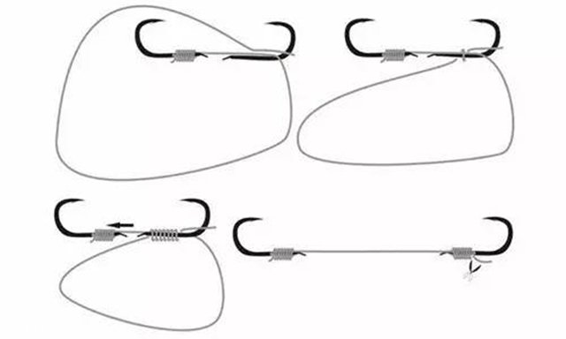 怎样绑双钩不缠绕求图解,双钩自动分开绑法图解