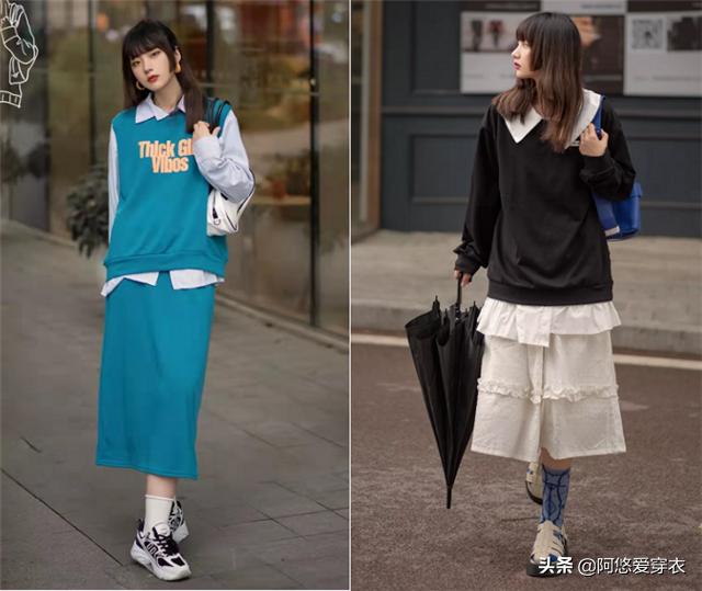 卫衣搭小衬衫最新穿法,还在穿卫衣内搭衬衣才够时髦