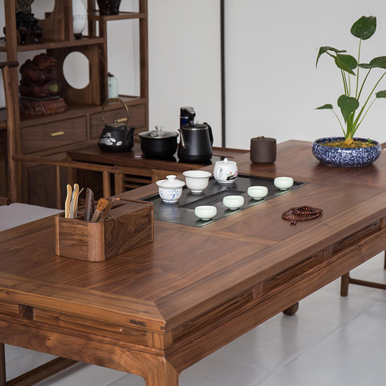 新中式茶桌椅组合现代简约禅意,现代简约茶室茶桌椅