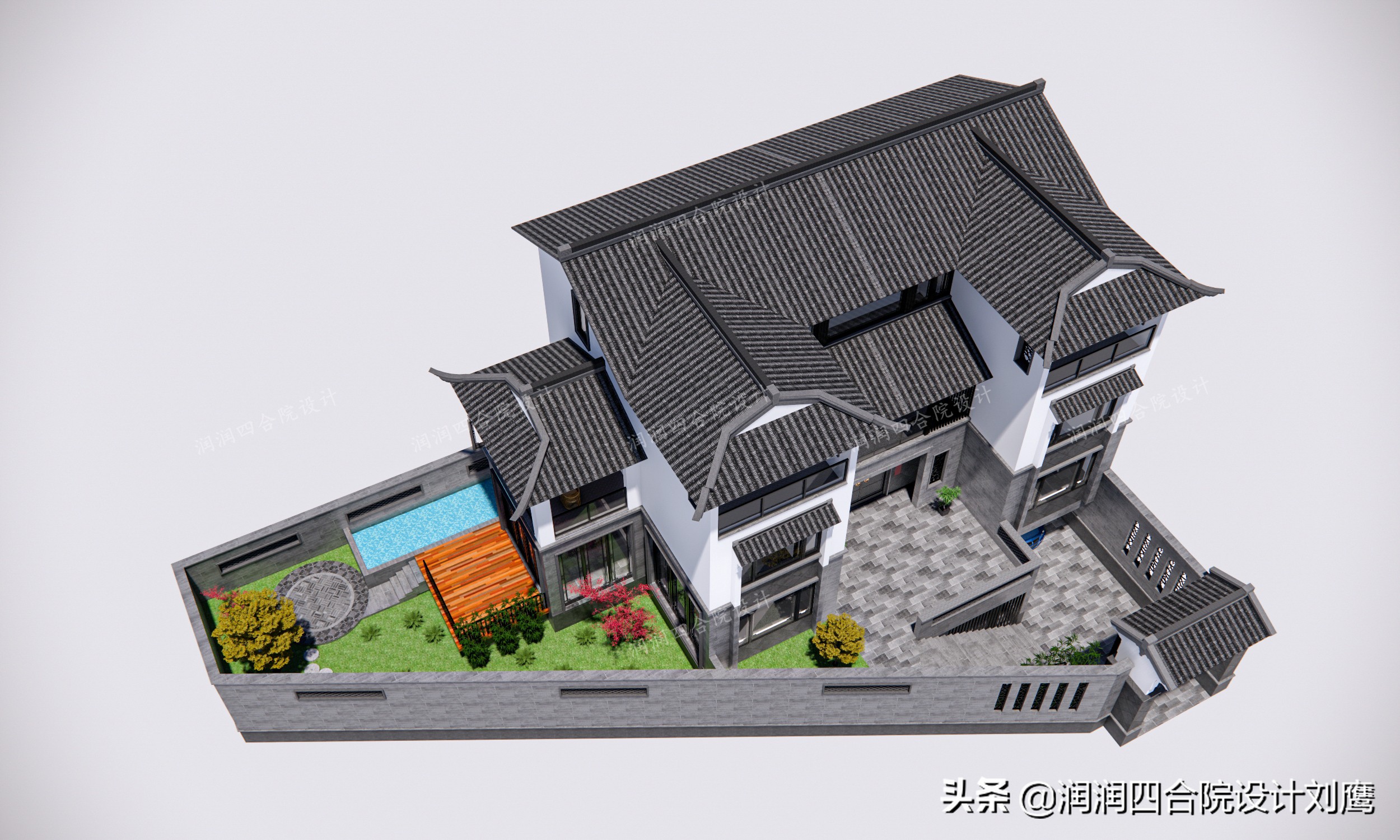 新中式四合院别墅设计图片欣赏,新中式四合院别墅设计案例图纸