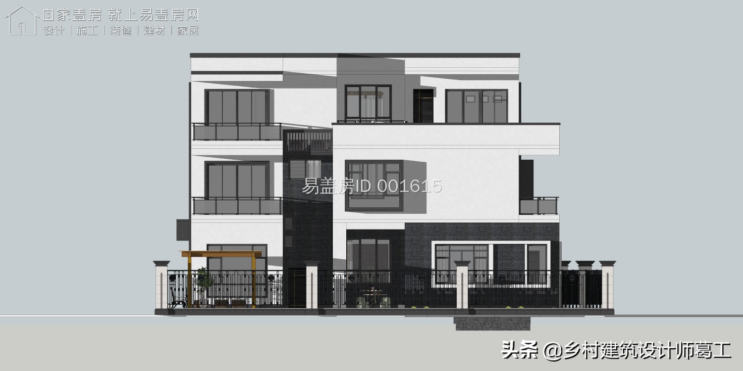 西向现代风三层别墅,现代风2间三层带院子别墅