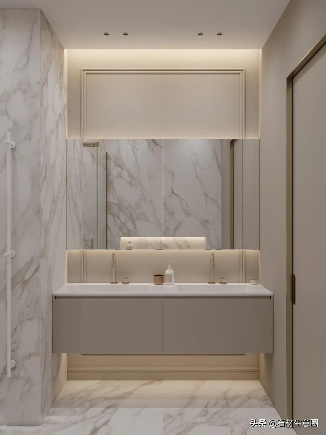 大理石做的浴室柜效果图,极简风格大理石浴室