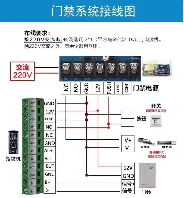 红外感应门禁按钮如何接线,防盗门禁接线图