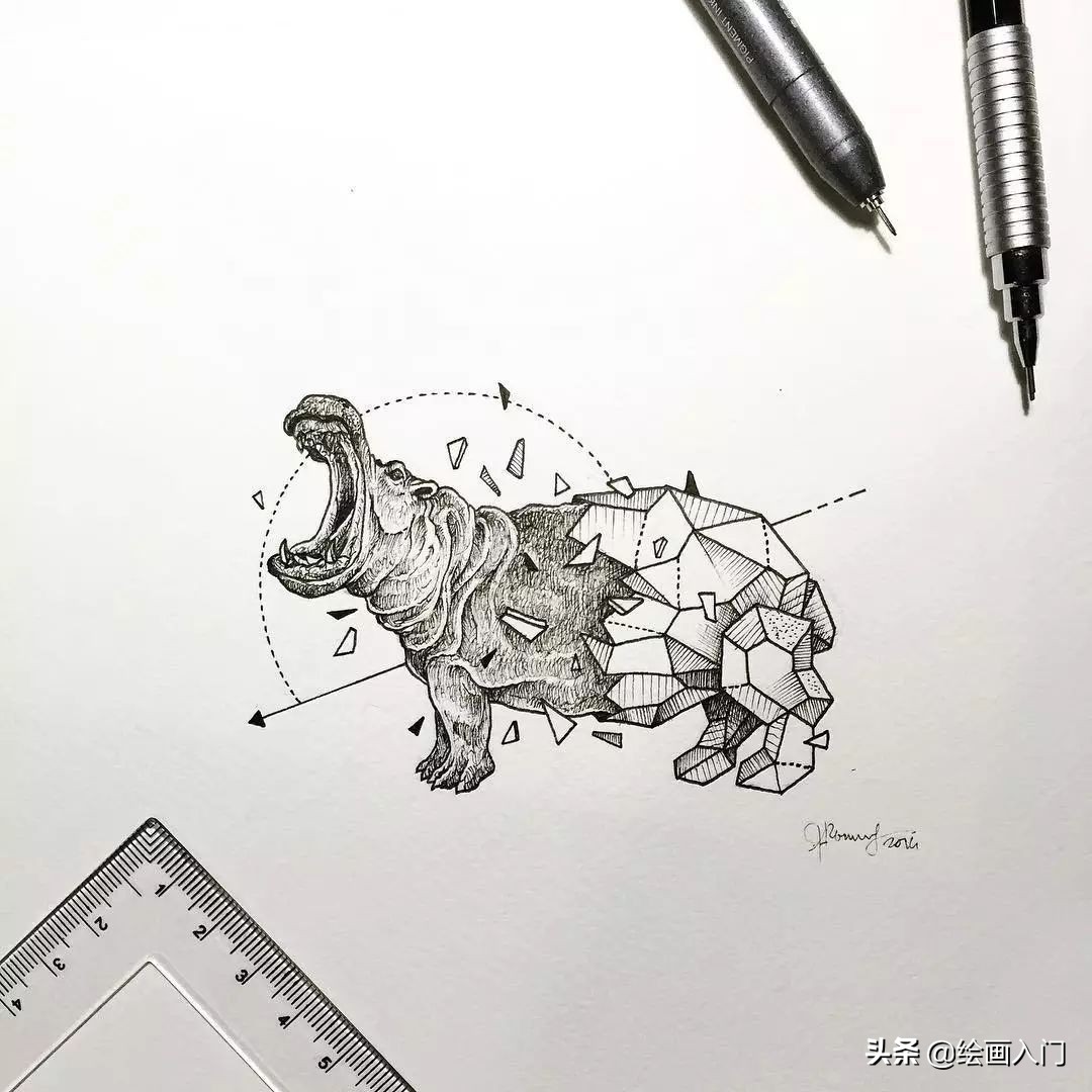 插画铅笔手绘小动物,针管笔手绘黑白画设计