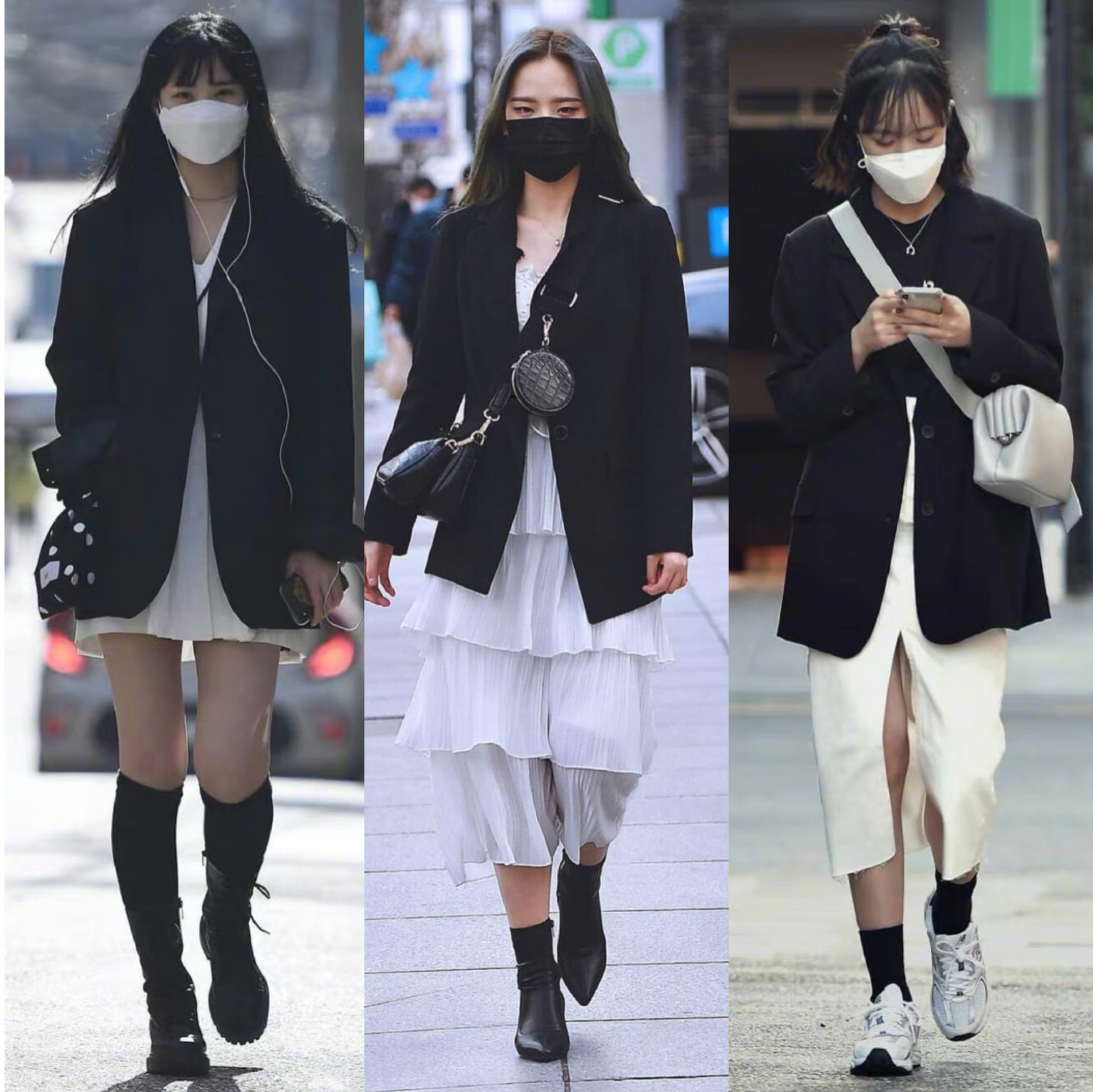 黑西服韩国搭配,韩国街头穿搭2020西服