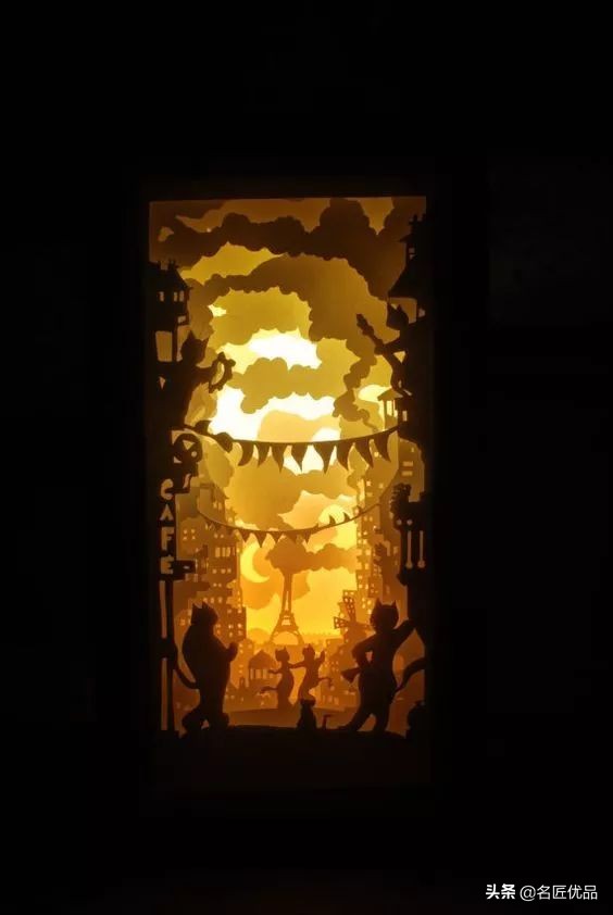 适合做多层立体纸雕的图,屋子半立体纸雕