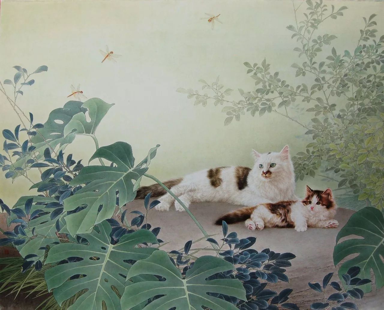 邢诚爱工笔猫画法,邢诚爱工笔画猫兔子高清大图