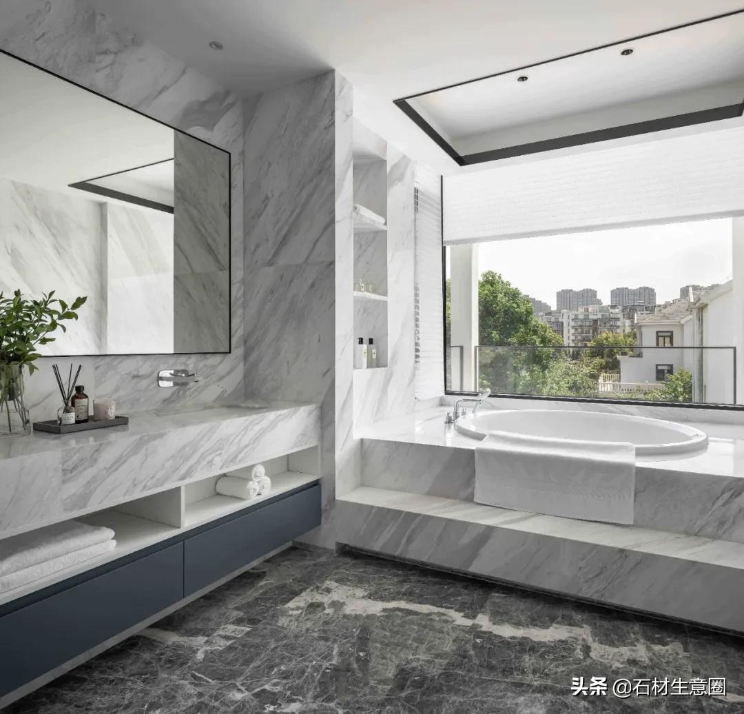 大理石做的浴室柜效果图,极简风格大理石浴室