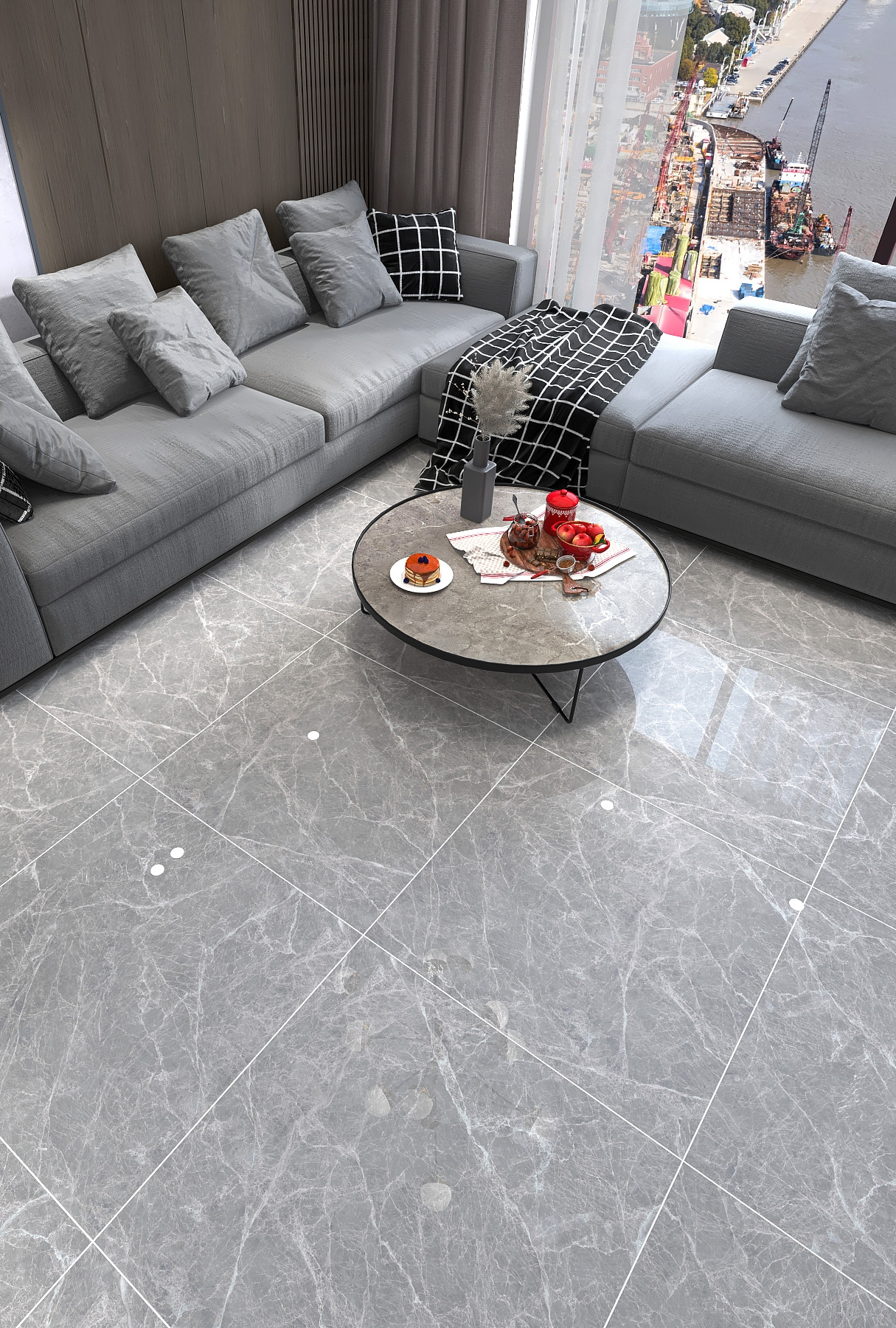 客厅高级灰地砖用什么颜色墙布,客厅耐脏防滑地砖怎么选