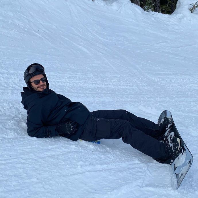 贝克汉姆一家和梅西,贝克汉姆滑雪的小七