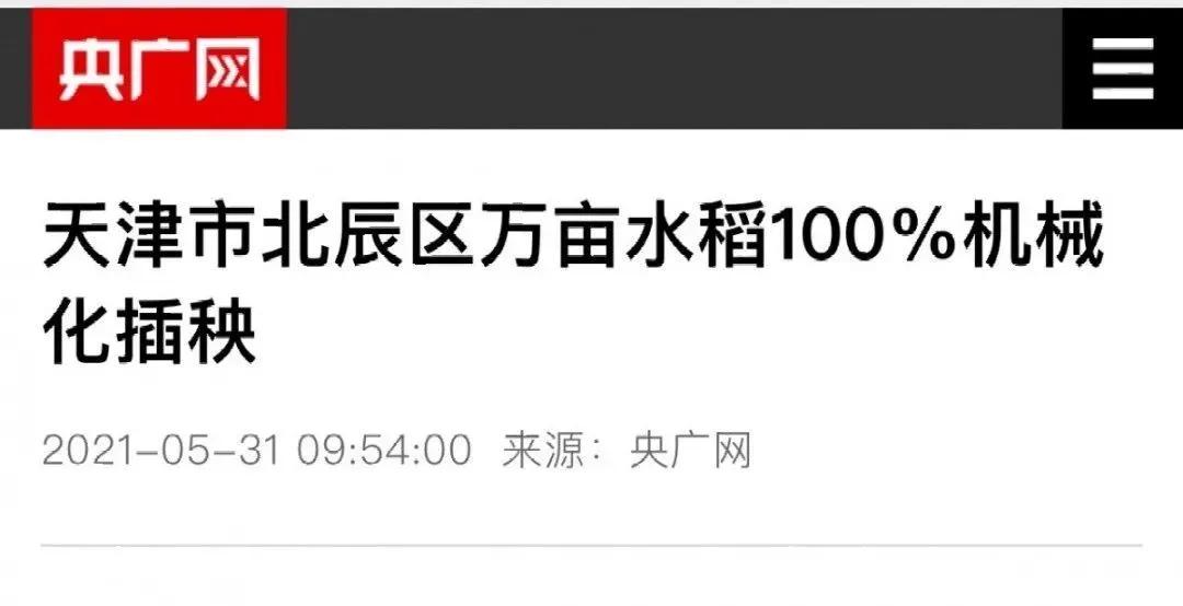 央媒、市媒聚焦|100%机械化！北辰区​万亩水稻插秧场面美如画~