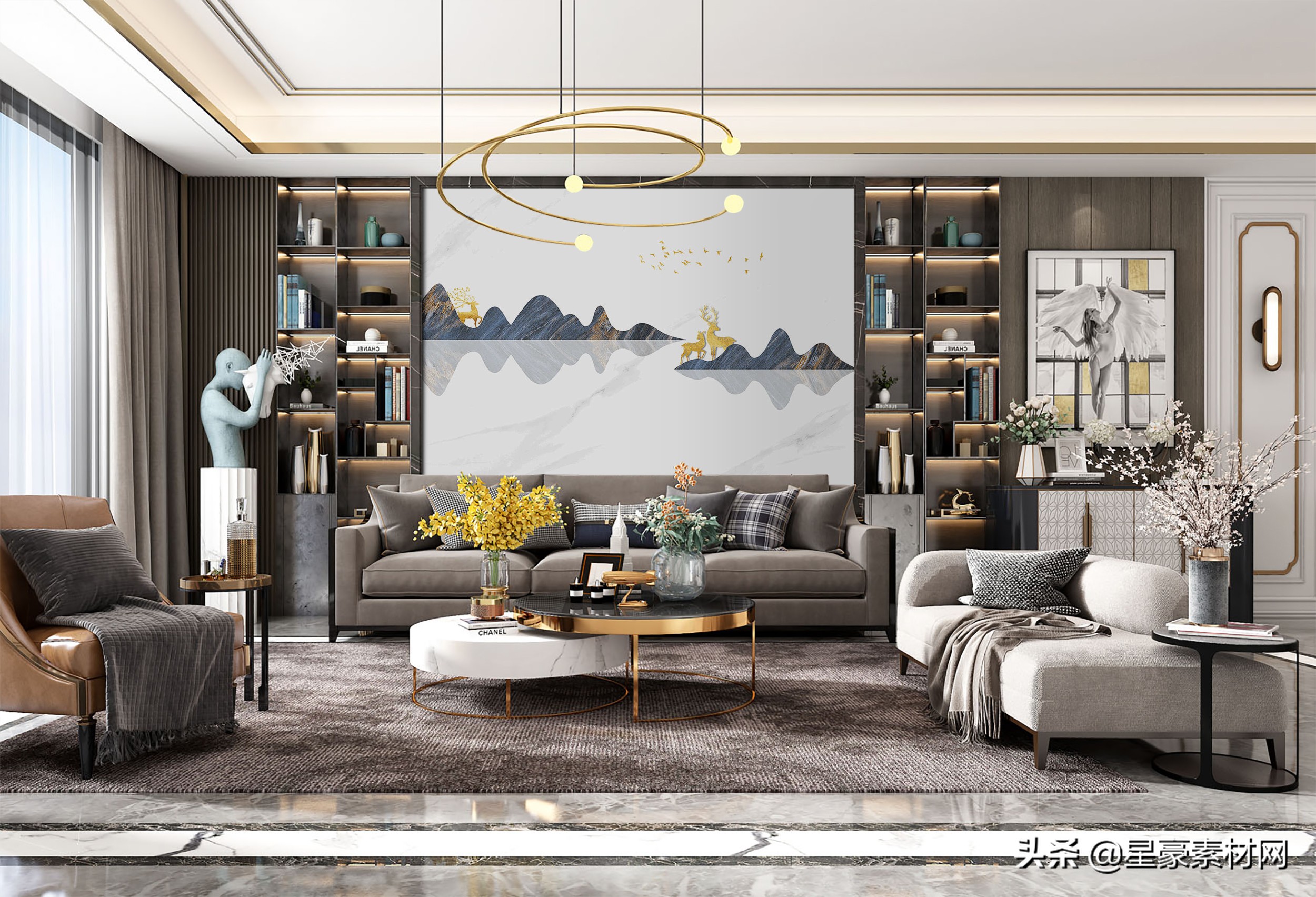 背景墙的颜值顶端，没见过就亏了，2020热门家装统计「星豪素材」