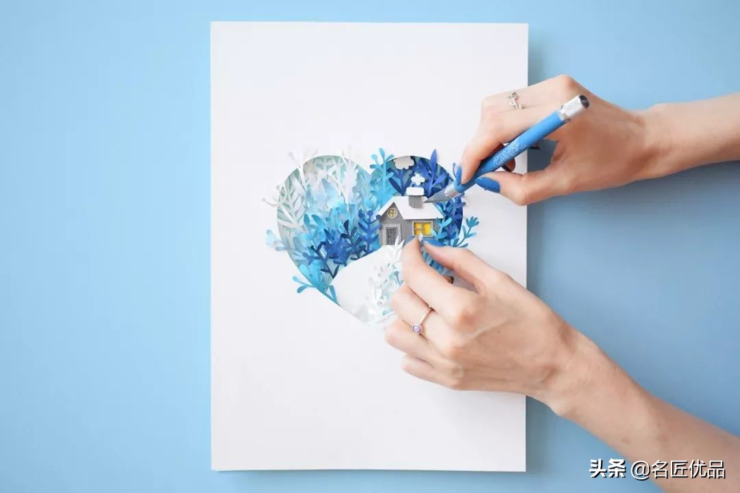 适合做多层立体纸雕的图,屋子半立体纸雕