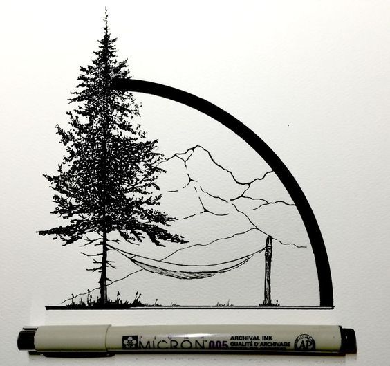 黑白线条意境画图片大全,简单线条意境画钢笔画