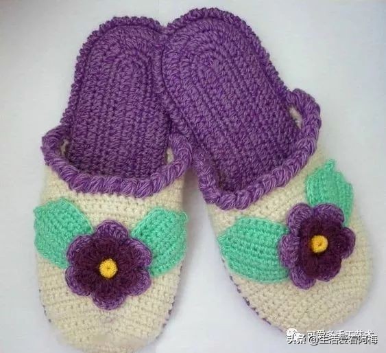 用布条做毛线拖鞋的方法,杂线编织手工拖鞋