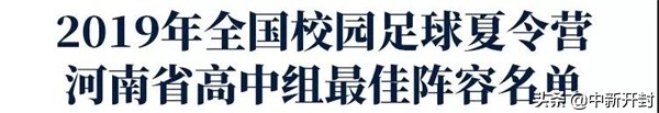 2018河南省足球夏令营最佳阵容,2019年全国校园足球夏令营高中组