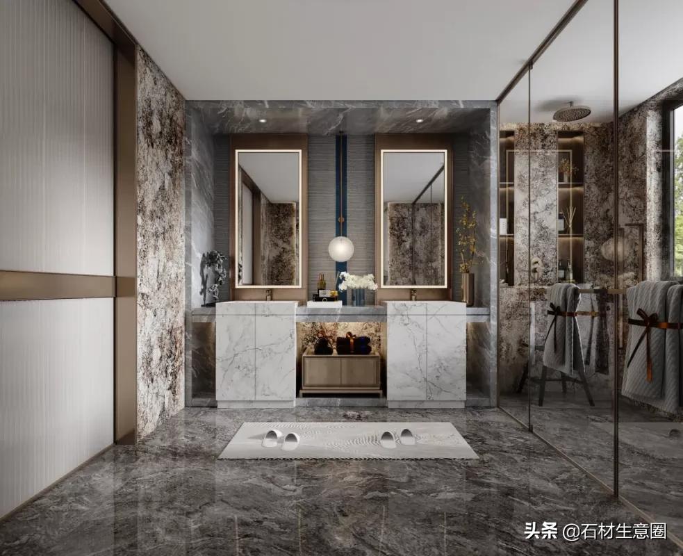 大理石做的浴室柜效果图,极简风格大理石浴室
