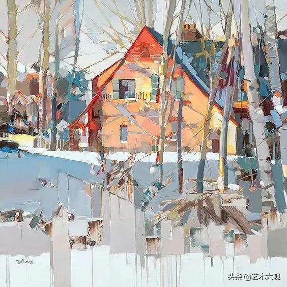 欧洲印象派风景油画高清大图,顶级的西班牙午后阳光风景油画