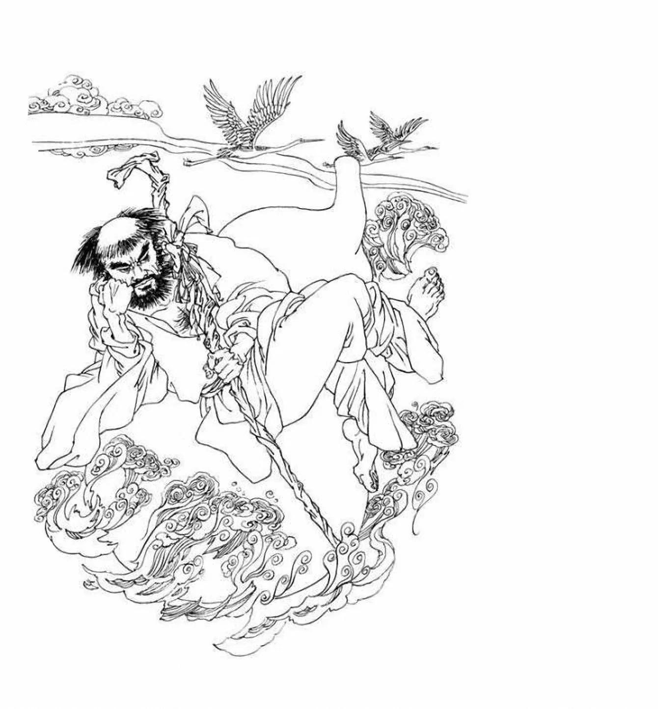 图谱神话人物工笔画白描,国画工笔人物白描图片大全大图