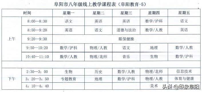 阜阳教育频道空中直播课程表,家长朋友们开学啦大家准备好了吗