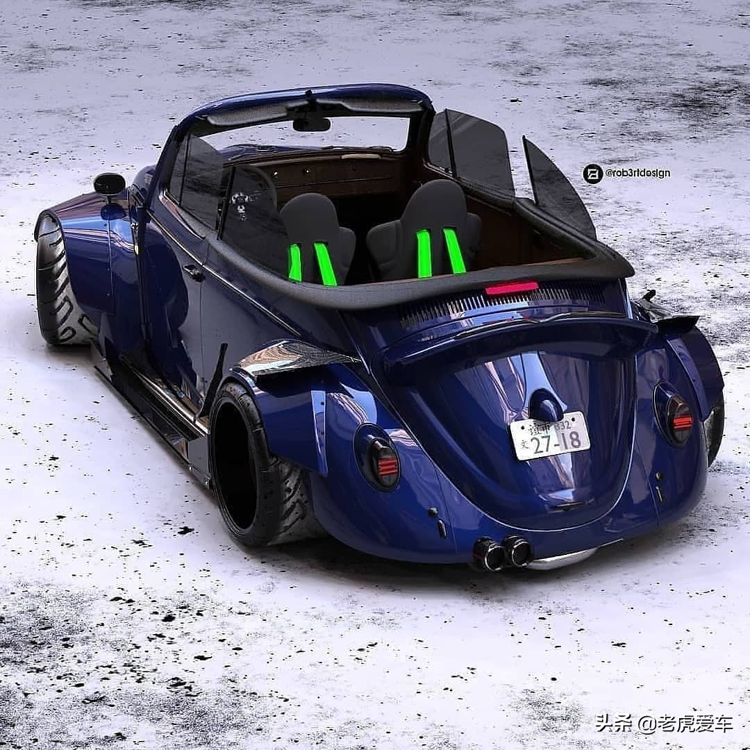 大众甲壳虫，RWB改装渲染，像极了保时捷911GT3