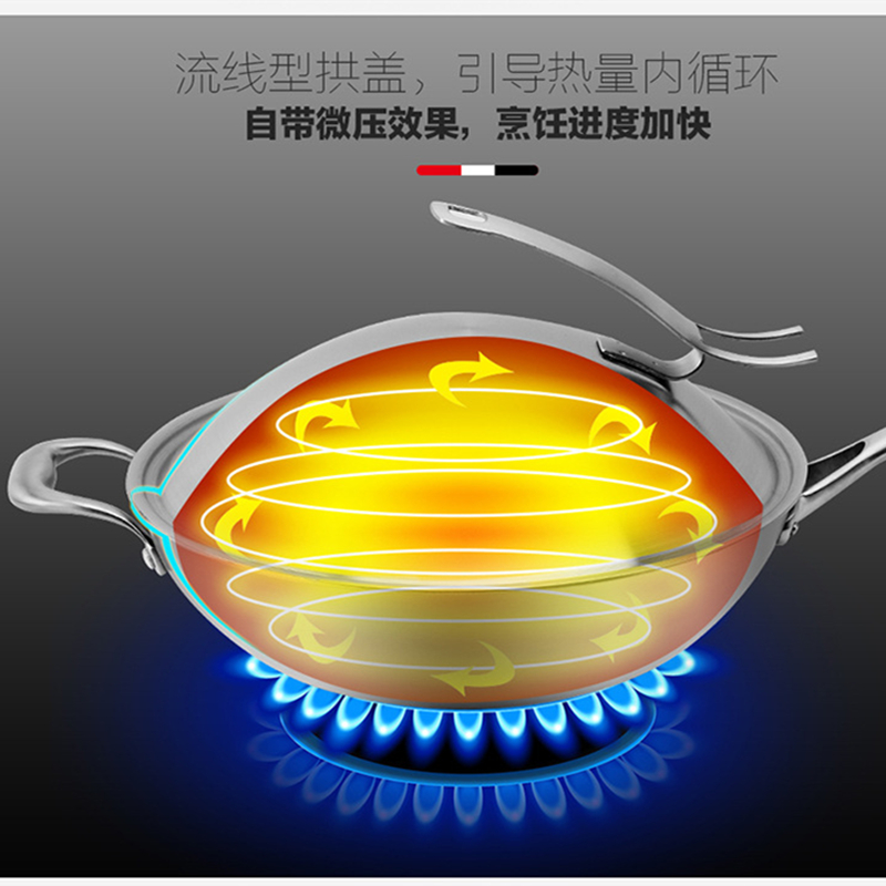 304无涂层炒菜锅,无涂层炒锅不锈钢锅