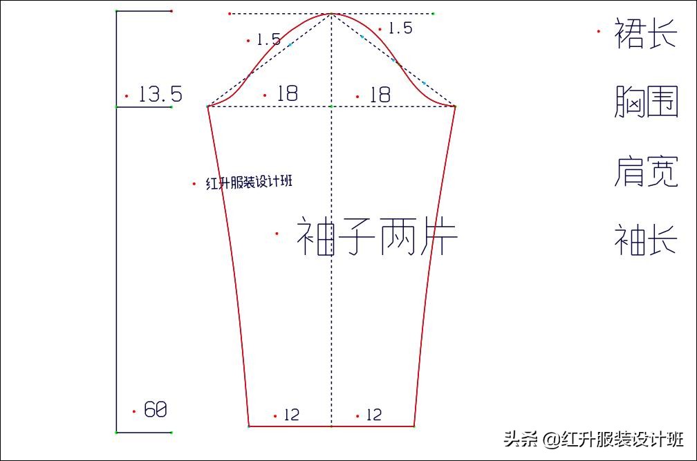 连衣裙长袖裁剪图解100例,领口打褶连衣裙前片的裁剪方法
