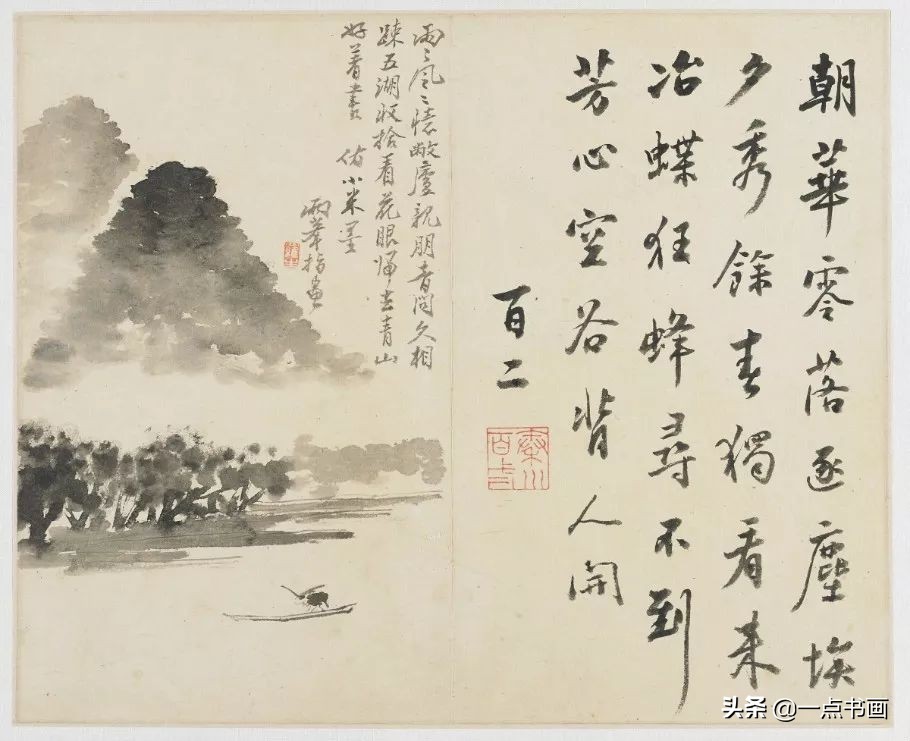 清代山水花鸟画家名单,清代画家朱耷的花鸟画画得很简练