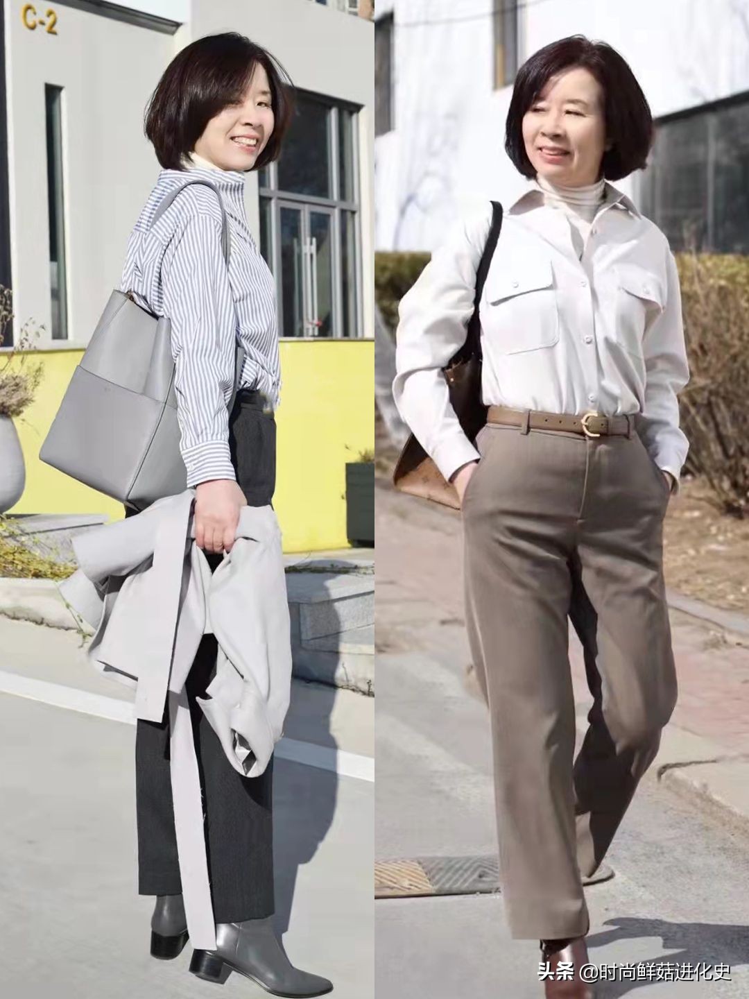 放弃你的“小黑裤”吧！今秋“卡其灰裤”火了，五六十岁穿更时髦