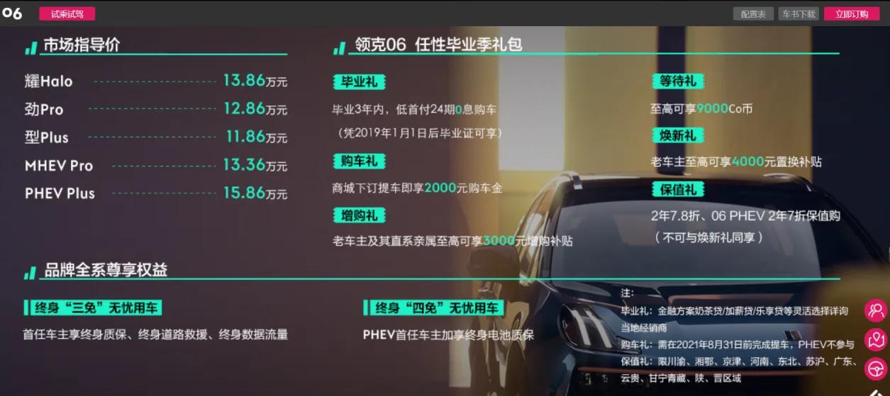领克06有没有0首付5年免息,领克06首付免息