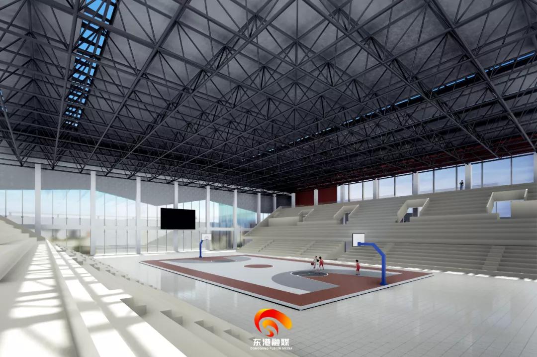 东港体育中心里面介绍,日照市东港区体育中心项目效果图