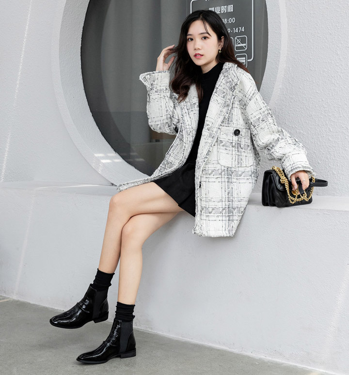 新款秋冬切尔西商务中高帮短靴,马丁靴女切尔西短靴英伦风单靴