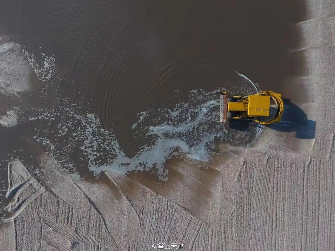 潍坊滨海七彩盐田,七彩盐田航拍