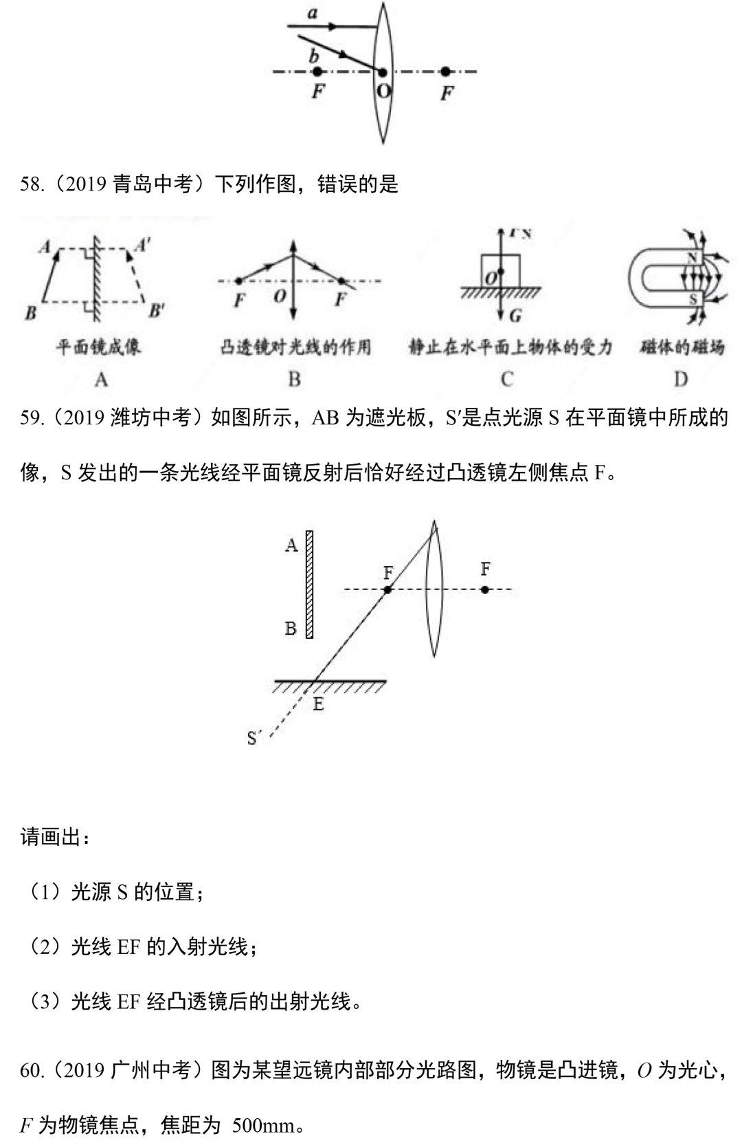 八年级物理光学作图练习题,八年级上册物理作图题讲解视频