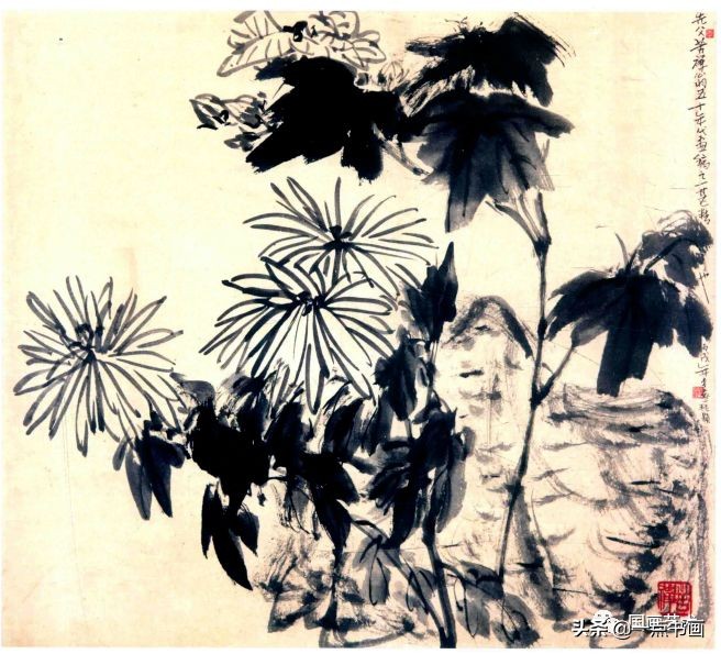 李苦禅画梅作品,李苦禅的菊花国画作品图片