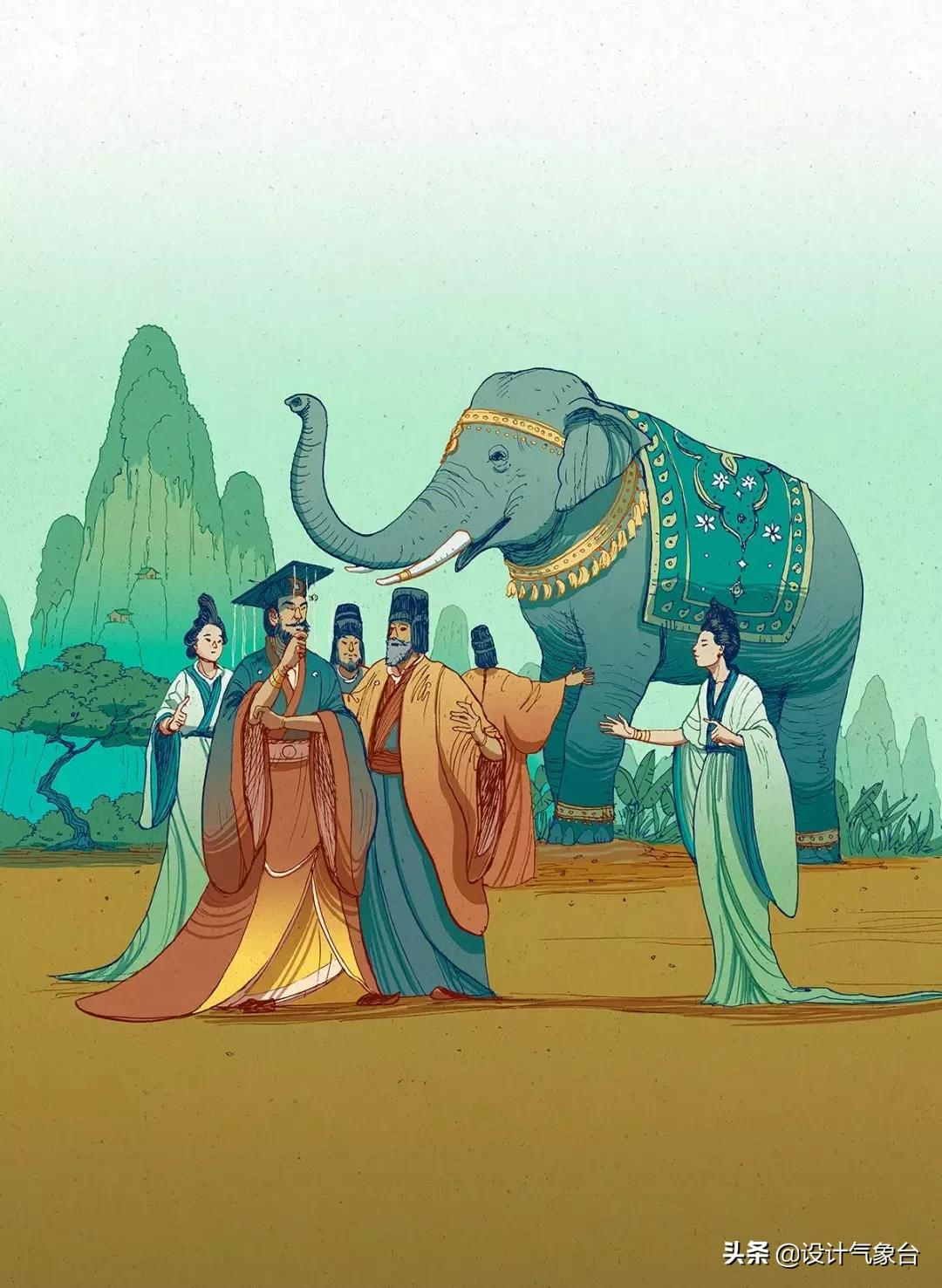 曹冲称象小学课本插图,曹冲称象绘画完整版