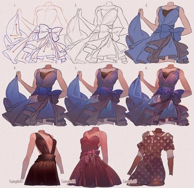 漫画服装100种画法卫衣,漫画连衣裙绘画教程