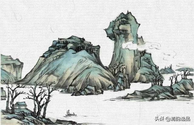 简单零基础的山水人物画手绘教程,儿童山水画10-12岁国画范画