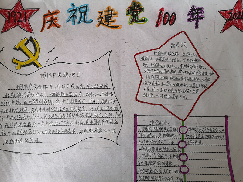 以优异成绩迎接建党100周年手抄报,回忆百年历程喜迎建党百年手抄报