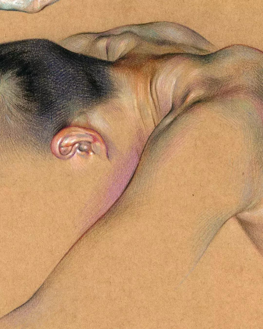 人体彩铅,人体五官彩铅