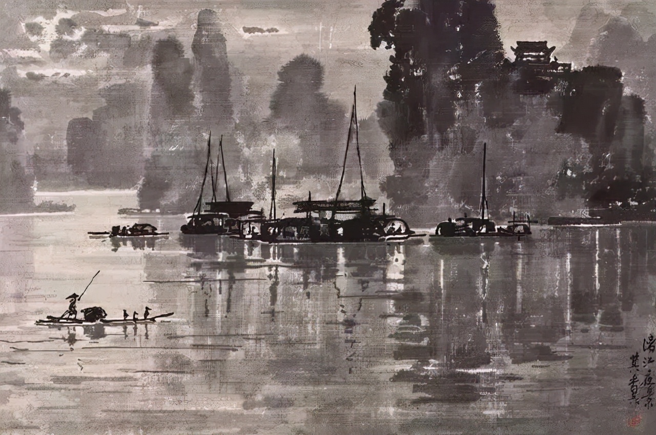 水墨画夜景欣赏,画夜景最好的中国画