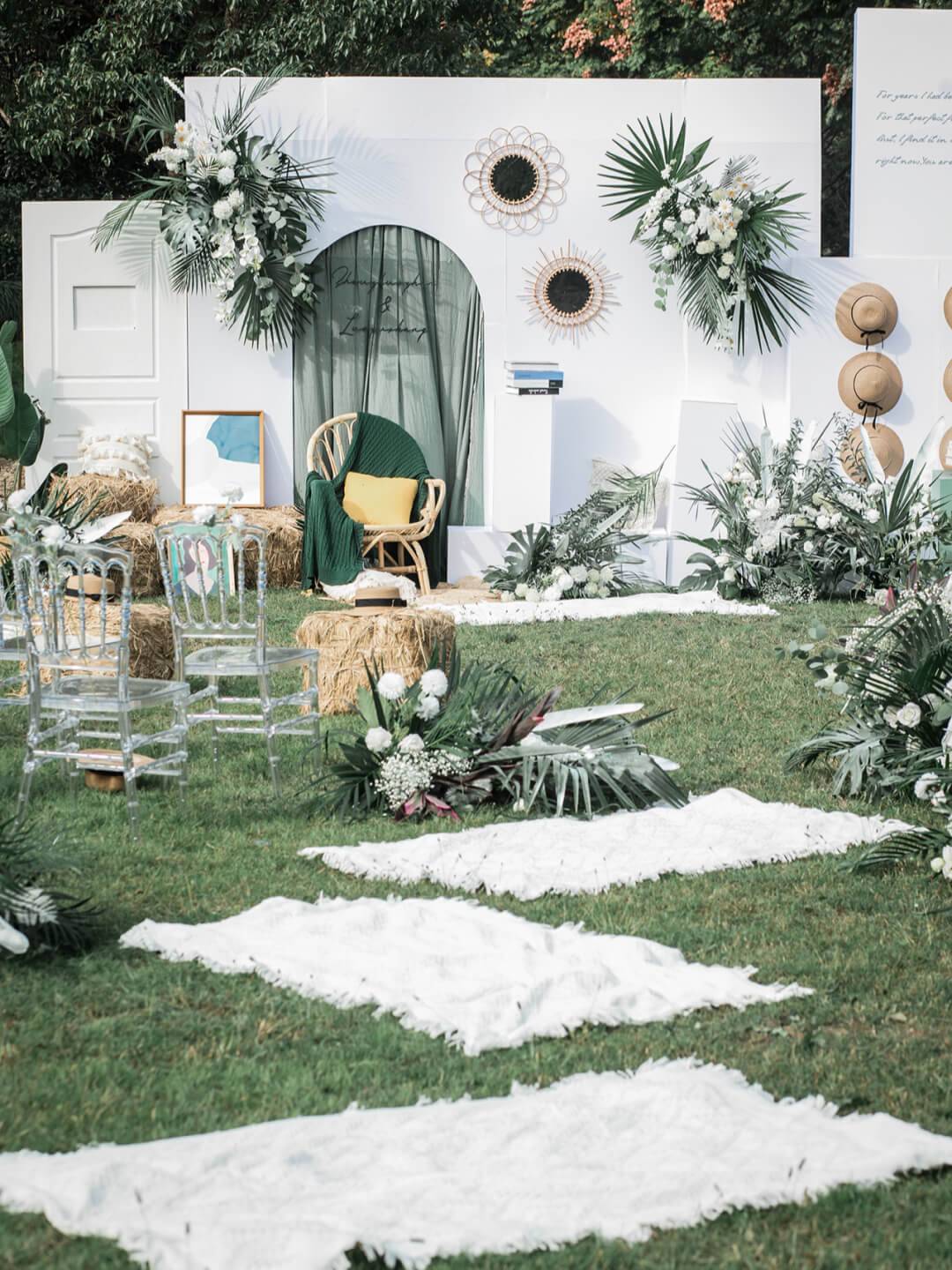 蓝色星空主题轻奢室内婚礼,一场极简纯白的室内婚礼