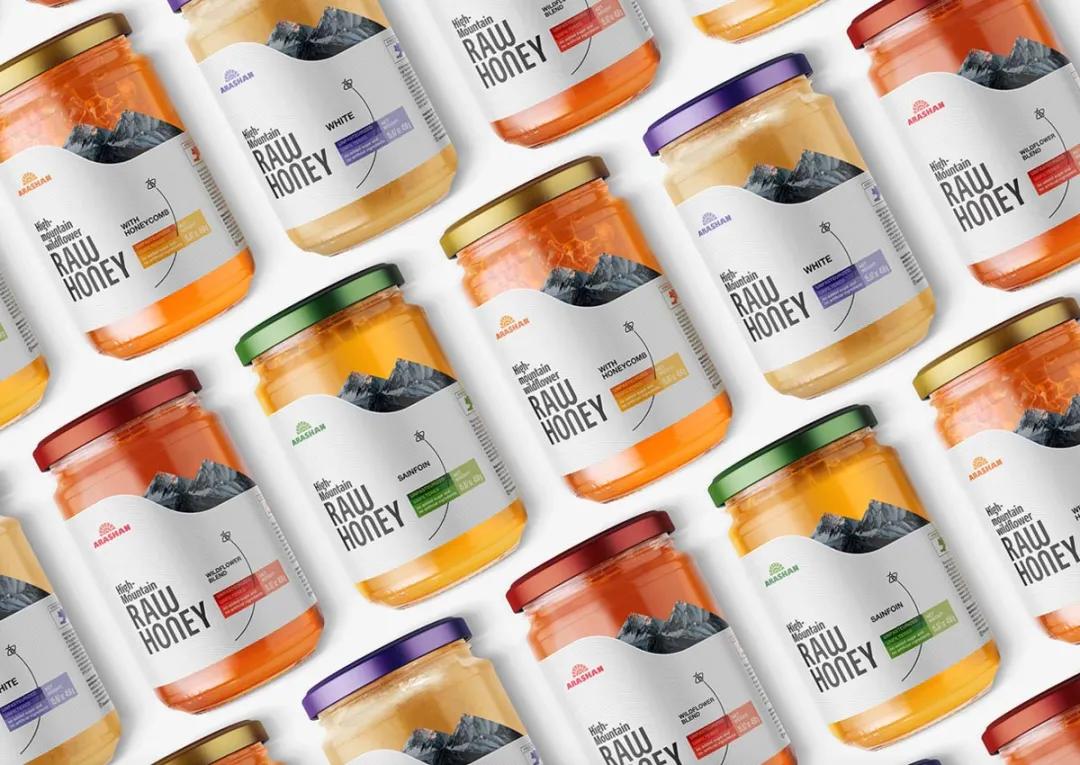 蜂蜜插画包装设计创意,高端蜂蜜产品包装设计